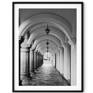 Black And White Photo Instant Digital Download Wall Art Print Archways Architecture Image