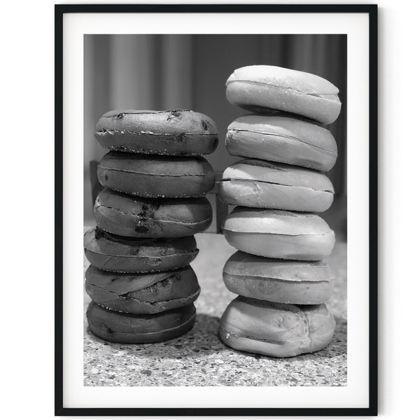 Black And White Photo Instant Digital Download Wall Art Print Dozen Bagels Image