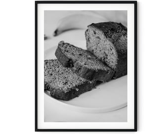 Black And White Photo Instant Digital Download Wall Art Print Banana Bread Image