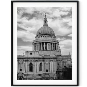 Black And White Photo Instant Digital Download Wall Art Print St Pauls Cathedral London Image