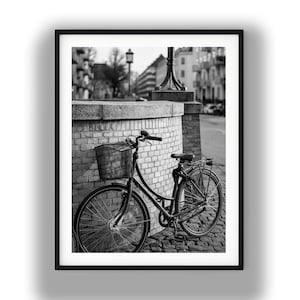 Black And White Photo Instant Digital Download Wall Art Print Bicycle In The City Image