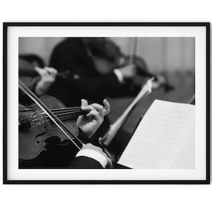 Black And White Photo Instant Digital Download Wall Art Print Orchestra Violinists Image