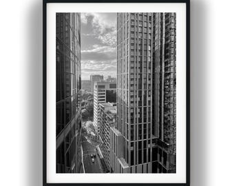 Black and White Urban Architecture Digital Download, Modern Cityscape Photography Printable Wall Art Print