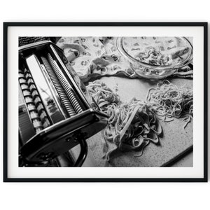 Black And White Photo Instant Digital Download Wall Art Print Making Fresh Pasta Image