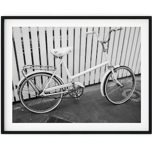 Black And White Photo Instant Digital Download Wall Art Print Old Bicycle Image