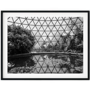 Schwarzweiß-Foto-Sofortiger digitaler Download Wand-Kunstdruck Botanischer Gärten Gewächshaus-Teich Bild