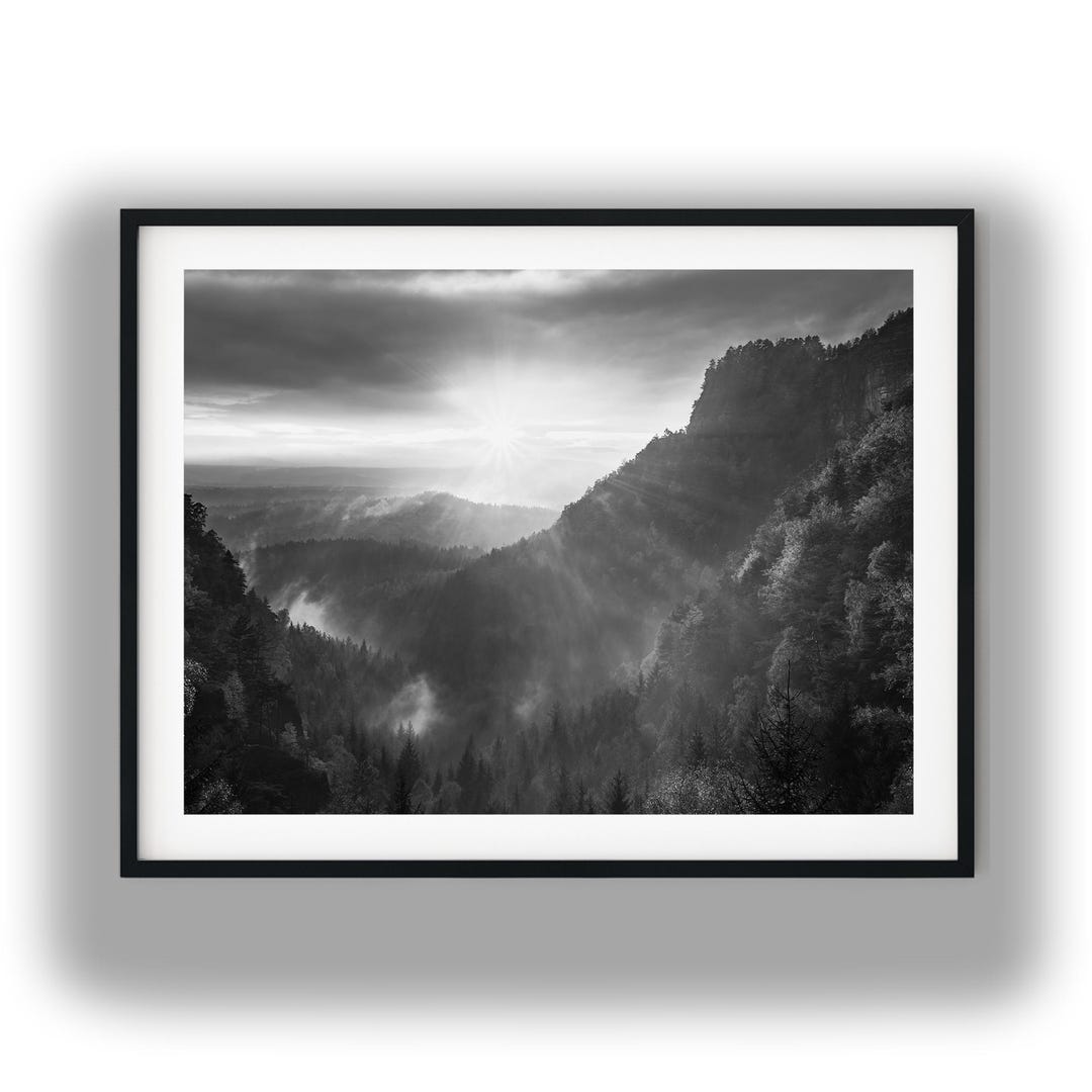 モノクロ風景写真 湖の静寂　A3サイズ　額・白マット付き Ansel's Playground – NWA Makers