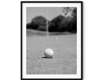 Black And White Photo Instant Digital Download Wall Art Print Golf Ball On The Green Image