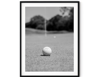 Black And White Photo Instant Digital Download Wall Art Print Golf Ball On The Green Image