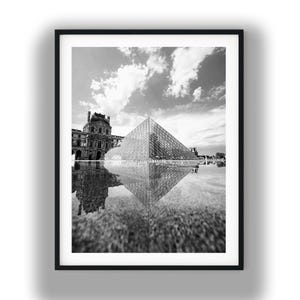 Black And White Photo Instant Digital Download Wall Art Print The Louvre Image