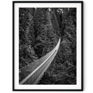 Black And White Photo Instant Digital Download Wall Art Print Suspension Bridge Image