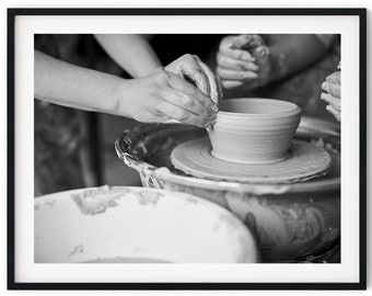 Black And White Photo Instant Digital Download Wall Art Print Making Pottery Image