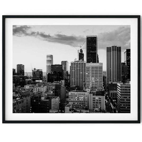 Black And White Photo Instant Digital Download Wall Art Print Downtown Los Angeles Image