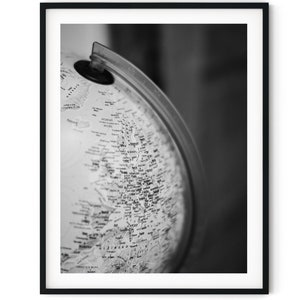 Schwarz Weiß Foto Sofortiger digitaler Download Wand Kunst Druck Erde Globus Bild