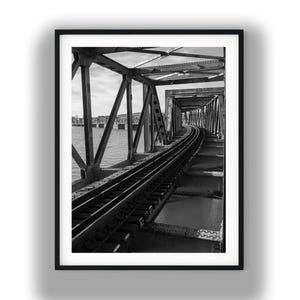 Black And White Photo Instant Digital Download Wall Art Print Railway Bridge Image