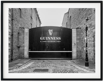 Black And White Photo Instant Digital Download Wall Art Print Guinness Brewery Sign Image