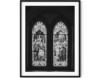 Y's MONOCHROME STAINED GLASS SAROUEL 黒1 Black and White Photo Instant Digital Download Wall Art