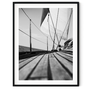 Black And White Photo Instant Digital Download Wall Art Print Sailboat Image