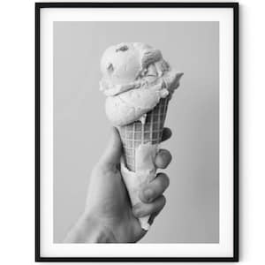 Schwarzweiß-Foto-sofortiger digitaler Download Wand-Kunst-Druck Eiswaffel Bild