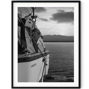 Black And White Photo Instant Digital Download Wall Art Print Lifeboat Image