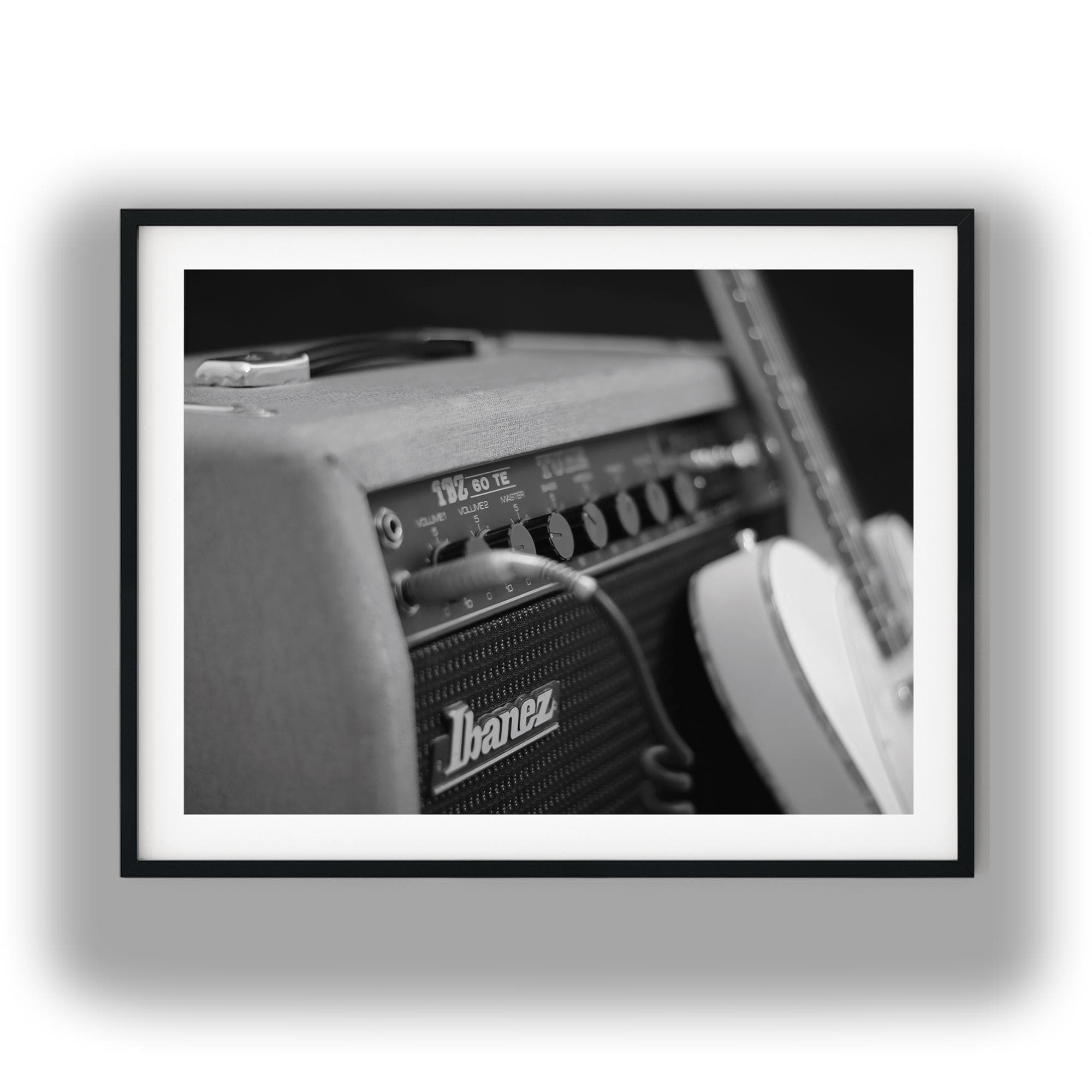 Black and White Vintage Guitar Amp Photo Print, Amplifier Digital