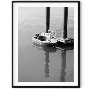 Black And White Photo Instant Digital Download Wall Art Print Small Boat Image