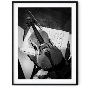 Black And White Photo Instant Digital Download Wall Art Print Violin Image