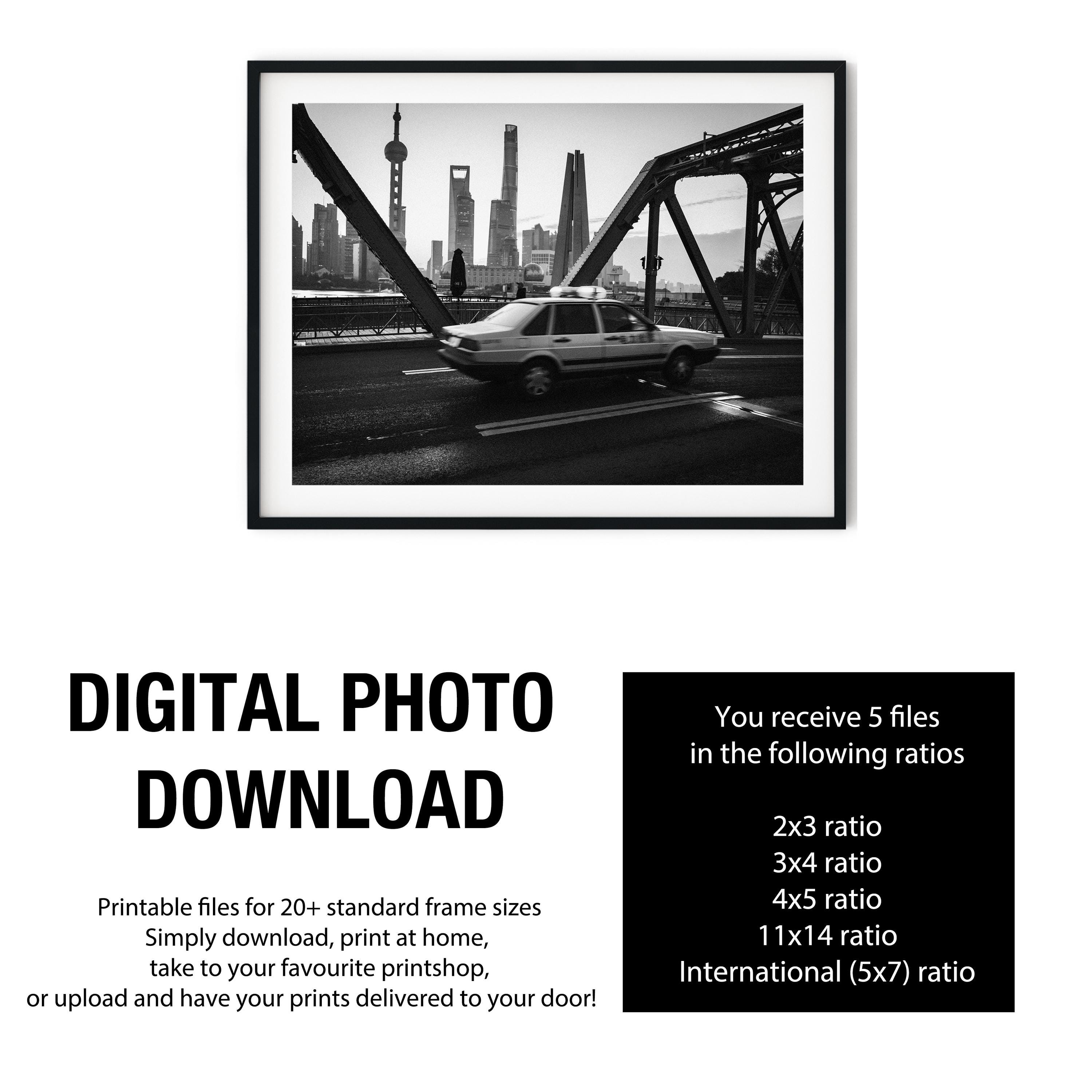 白黒写真 インスタントデジタルダウンロード ウォールアートプリント