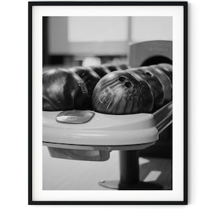 Black And White Photo Instant Digital Download Wall Art Print Bowling Balls Image