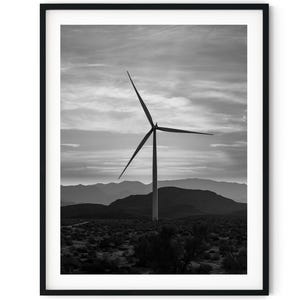 Schwarzweiß-Foto-sofortiger digitaler Download Wand-Kunstdruck Windkraftanlage Bild