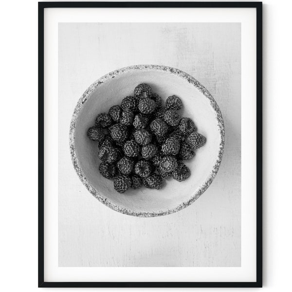 Black And White Photo Instant Digital Download Wall Art Print Blackberries Image