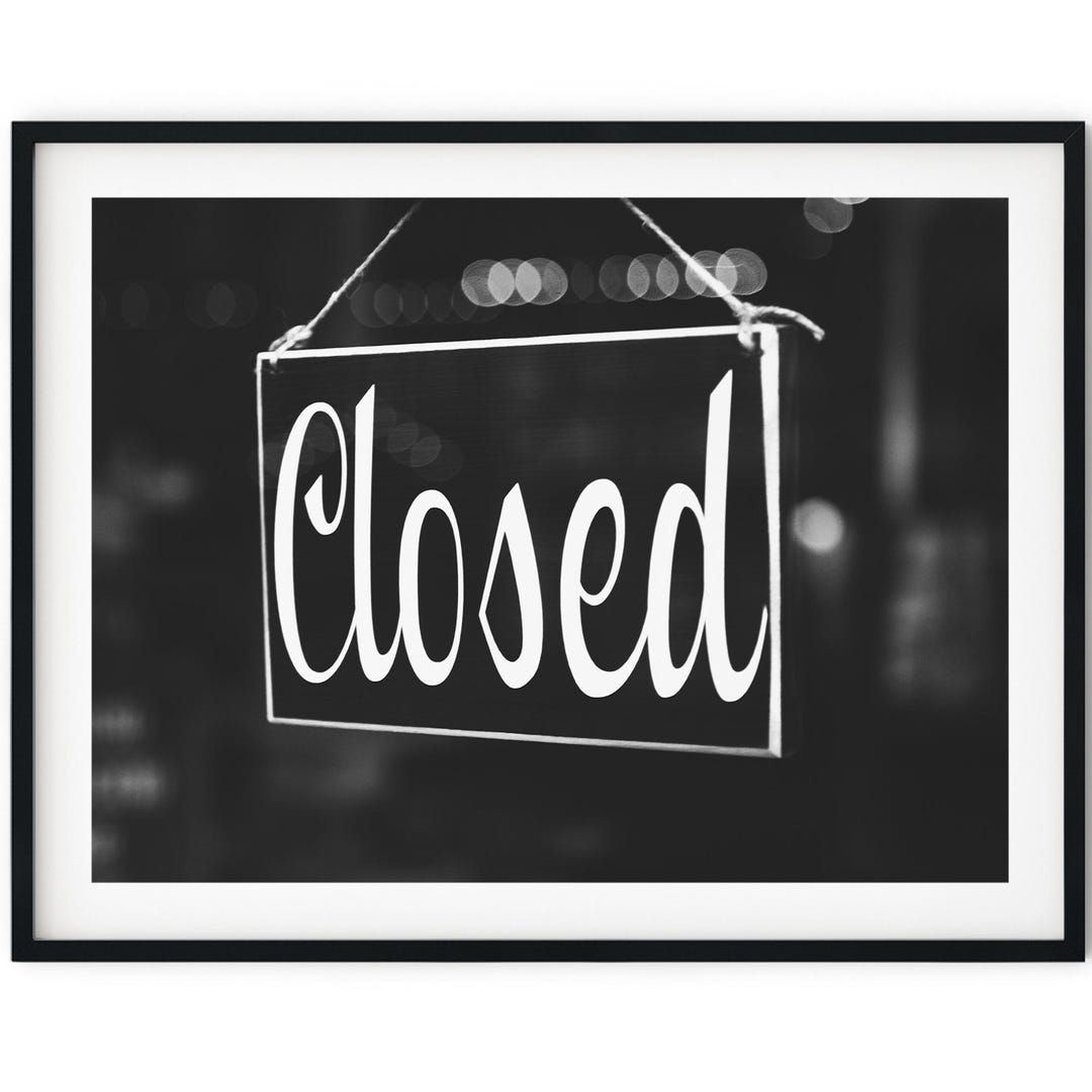Black and White Photo Instant Digital Download Wall Art Print Closed ...