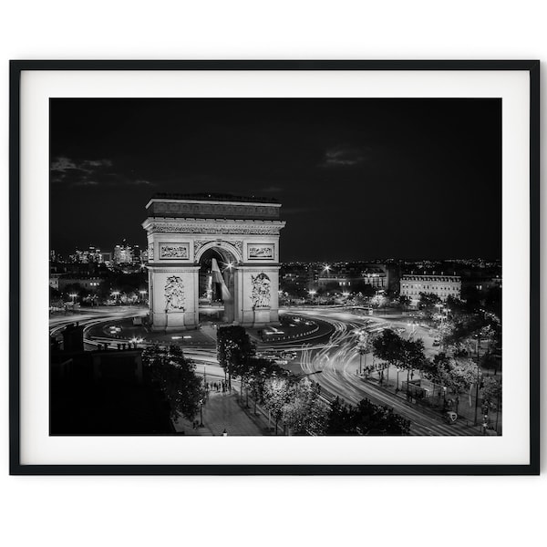 Black And White Photo Instant Digital Download Wall Art Print Arc de Triomphe Paris Image