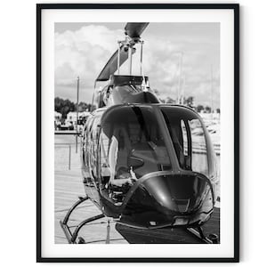 Black And White Photo Instant Digital Download Wall Art Print Helicopter Image