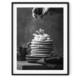 Schwarzweiß-Foto-Instant Digital Download Wall Art Print Pfannkuchen Stapel Bild