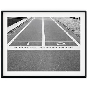 Black And White Photo Instant Digital Download Wall Art Print 100M Sprint Track Image