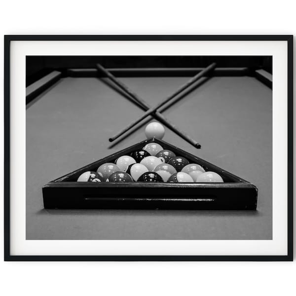 Black And White Photo Instant Digital Download Wall Art Print Billiards Image
