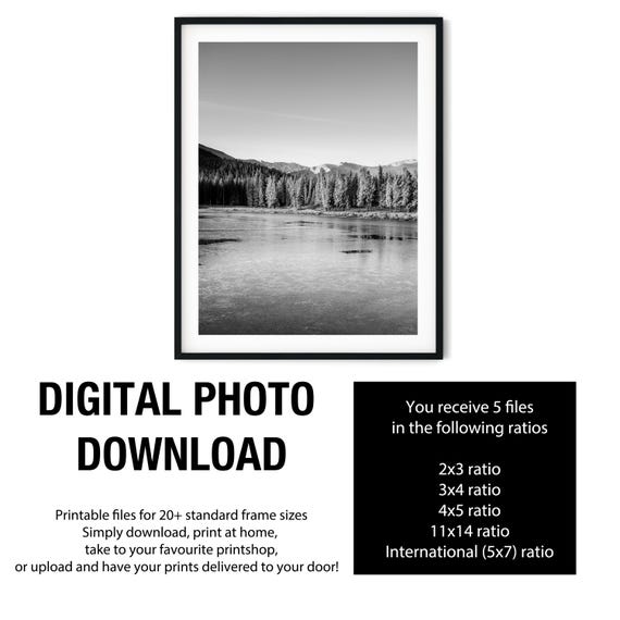 白黒写真のインスタントデジタルダウンロードウォールアートプリント