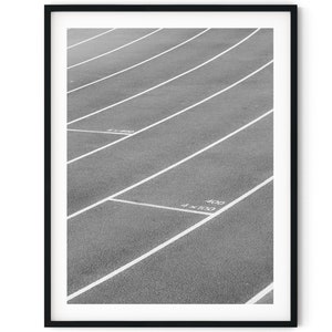 Black And White Photo Instant Digital Download Wall Art Print Athletics Running Track Image