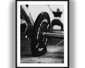 Schwarz und weiß Gewichtheben Gym Motivation Digital Download Wand Kunst Druck