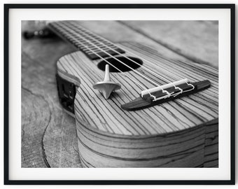 Black And White Photo Instant Digital Download Wall Art Print Ukulele Image