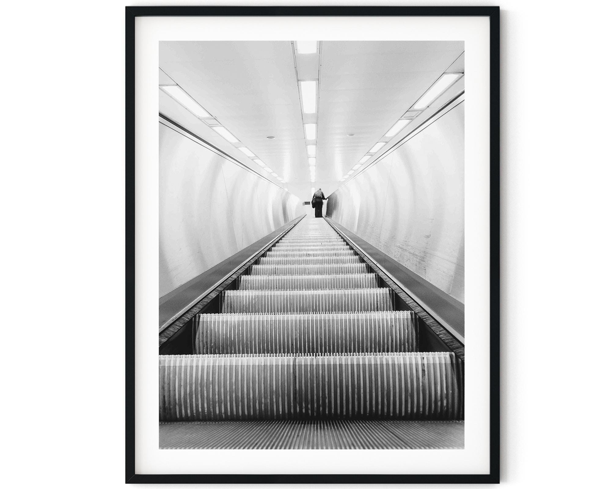 KARE　Picture Glass Escalator Show アート Black and White Photo Instant Digital Download Wall Art Print Long