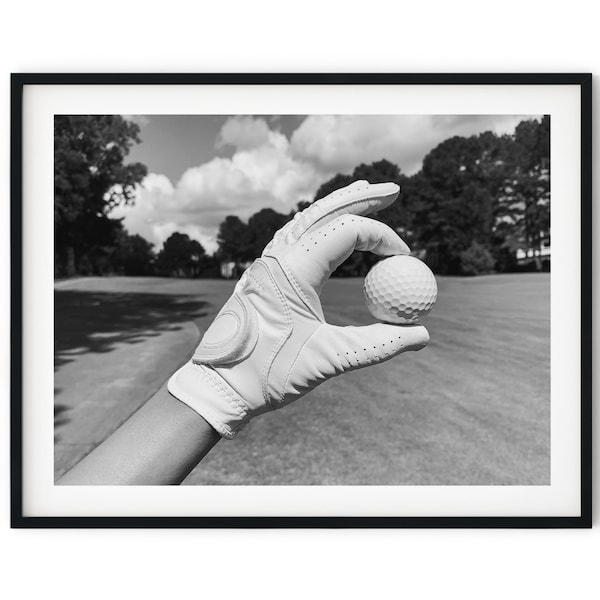 Zwart-wit foto Instant digitale download Wall Art Print met een afbeelding van een golfbal