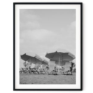Black And White Photo Instant Digital Download Wall Art Print Beach Chairs Image