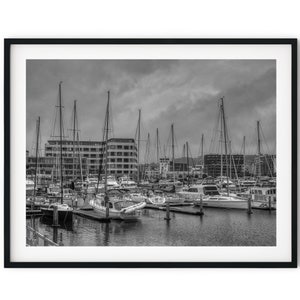 Black And White Photo Instant Digital Download Wall Art Print Marina Boats Image