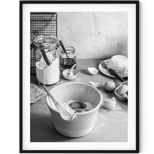 Black And White Photo Instant Digital Download Wall Art Print Baking In The Kitchen Image