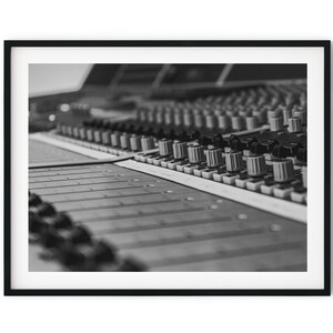 Black And White Photo Instant Digital Download Wall Art Print Recording Studio Mixer Image