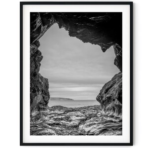 Black And White Photo Instant Digital Download Wall Art Print Cave View Image