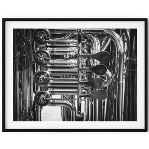 Black And White Photo Instant Digital Download Wall Art Print Tuba Brass Instrument Image