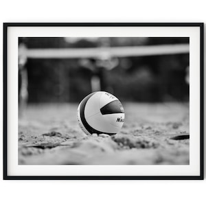 Black And White Photo Instant Digital Download Wall Art Print Beach Volleyball Image